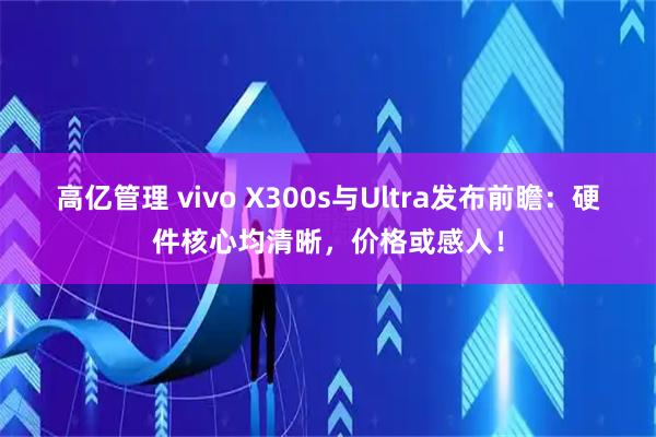 高亿管理 vivo X300s与Ultra发布前瞻：硬件核心均清晰，价格或感人！